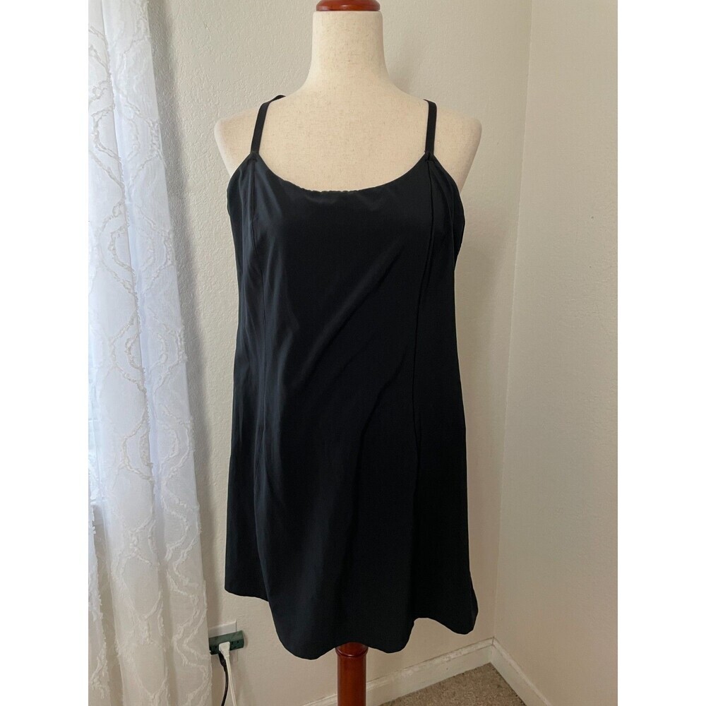 OFFLINE by Aerie Black Built-In Shorts Dress Size Large Active Slip Mini Dress